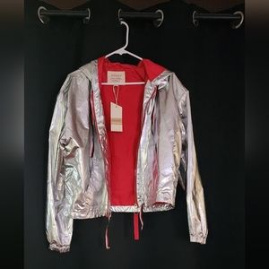Ashley Sunrise Collection  Hooded Silver Metallic Jacket Size XL NEVER USED